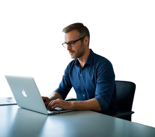 Professional teaching stock market on a laptop